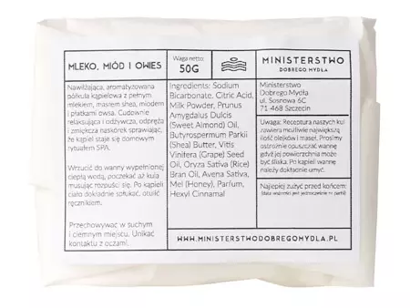 Ministerstwo Dobrego Mydła - Halbe Badekugel Milch-Honig-Hafer