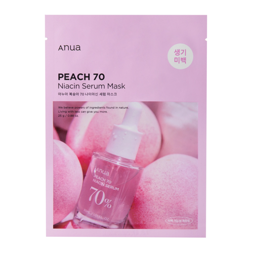 Anua - Peach 70% Niacin Serum Mask - Aufhellende Tuchmaske mit 70% Pfirsich-Extrakt - 1Stk/25ml