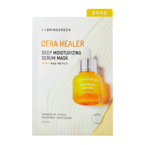 Bring Green - Cera Healer Deep Moisturizing Serum Mask - Intensiv feuchtigkeitsspendende Tuchmaske mit Ceramiden - 1 Stück/23g