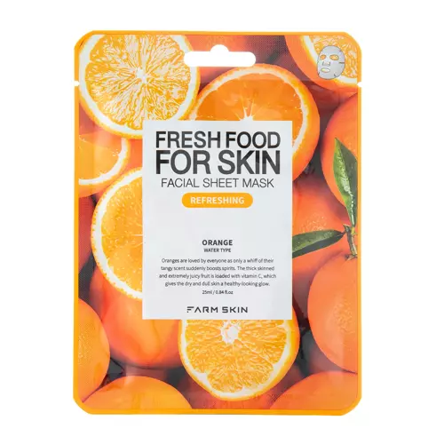 Farmskin - Fresh Food For Skin Facial Sheet Mask Orange - Erfrischende Tuchmaske - 25ml