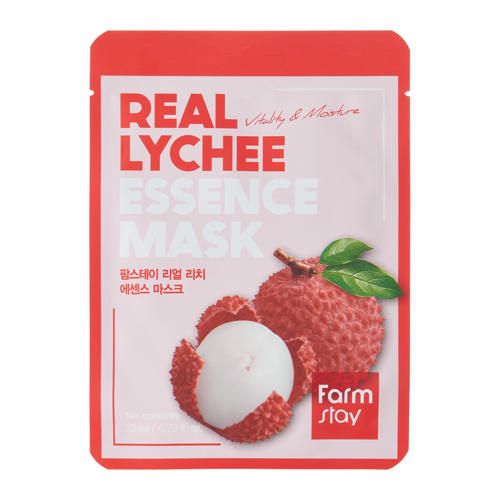 Farmstay - Real Lychee Essence Mask - Revitalisierende Tuchmaske mit Lychee-Frucht-Extrakt - 23ml/1pcs