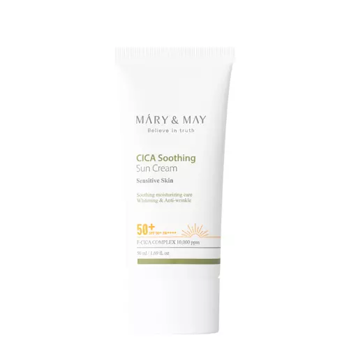 Mary&May - Cica Soothing Sun Cream SPF50 + PA ++++ - Lindernde und feuchtigkeitsspendende Creme mit Sonnenfilter - 50ml