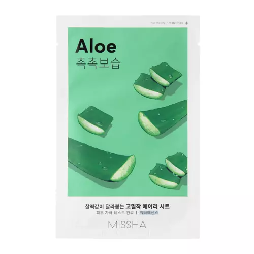Missha - Airy Fit Sheet Mask - Aloe - Feuchtigkeitsspendende und elastifizierende Tuchmaske - 19g