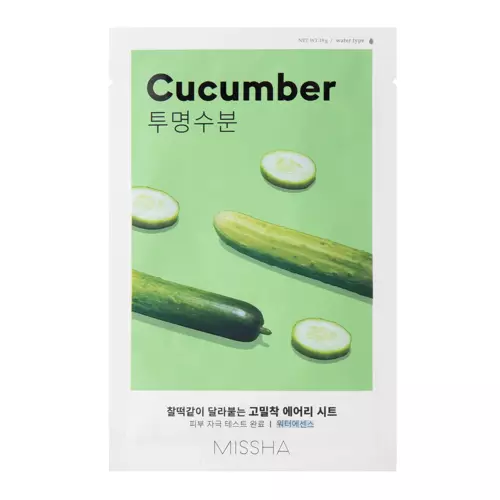 Missha - Airy Fit Sheet Mask - Cucumber - Feuchtigkeitsspendende Tuchmaske - 19g