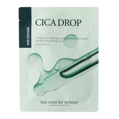 Too Cool for School - Drop Ampoule Mask Sheet Cica Drop Ampoule - Lindernde Gesichtsmaske in einem Tuch - 1pc/20g