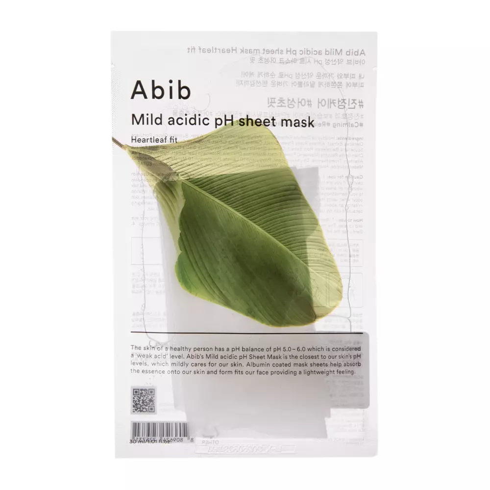 Abib - Mild Acidic pH Sheet Mask Heartleaf Fit - Sanfte Maske mit Houttuynia Cordata - 30ml