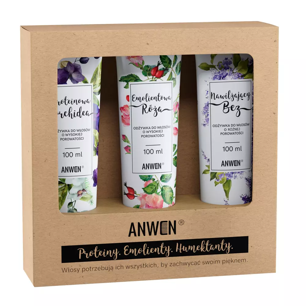 Anwen - Orchidee, Rose, Holunder - Set von 3 Spülungen für Haare mit hoher Porosität
