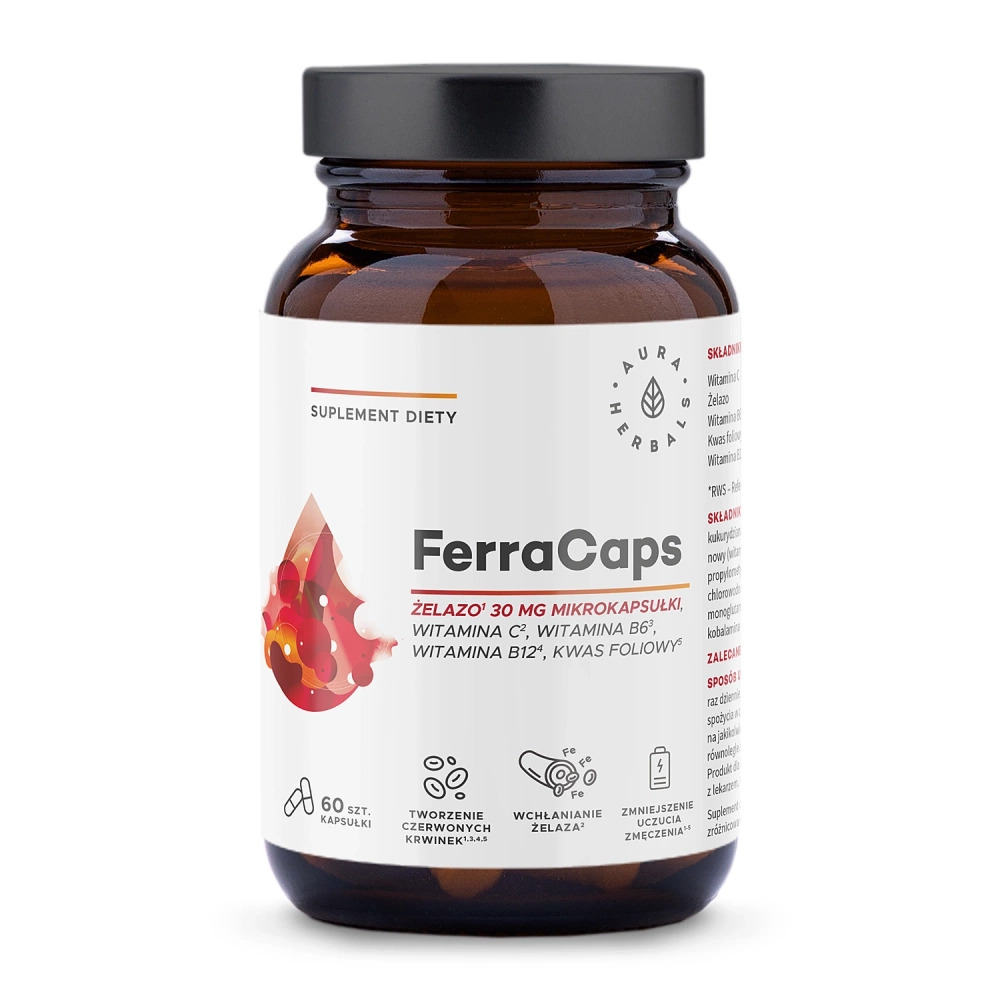 Aura Herbals - FerraCaps Eisen 30 mg Mikrokapseln - Kapseln - 60 Stk