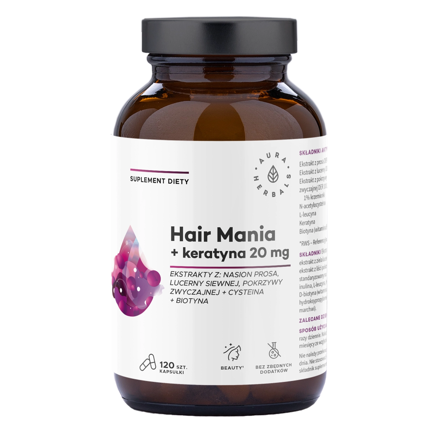 Aura Herbals - Hair Mania + Keratin 20 mg - Kapseln - 120 Stück