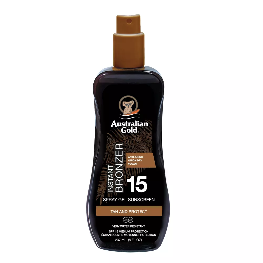 Australian Gold - Spray Gel with Bronzer SPF15 - Spray-Bräunungsgel mit natürlichem Bronzer - 100ml