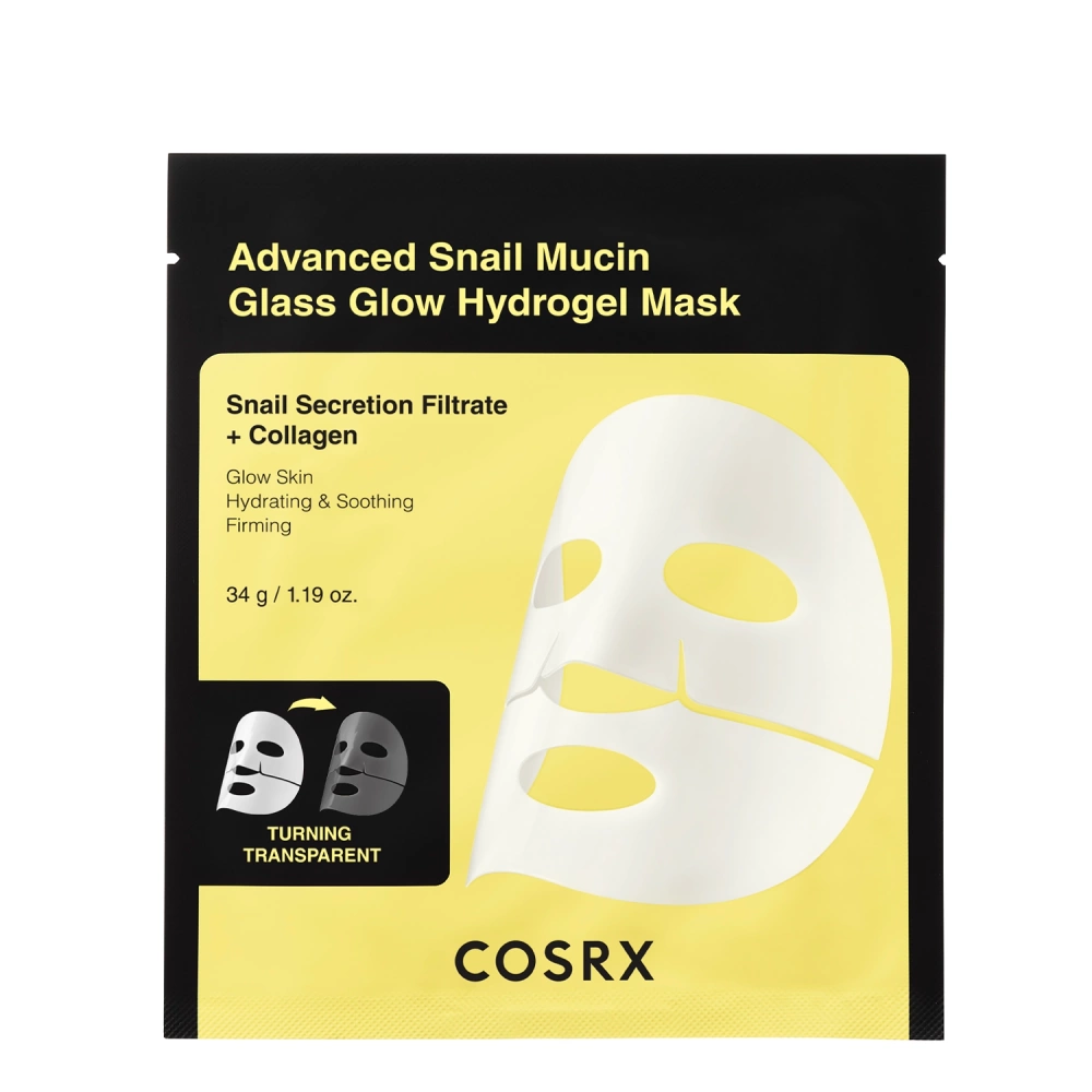 COSRX - Advanced Snail Mucin Glas Glow Hydrogel Maske -  Set mit Hydrogel-Masken mit Schneckenschleim - 34gx3pcs.