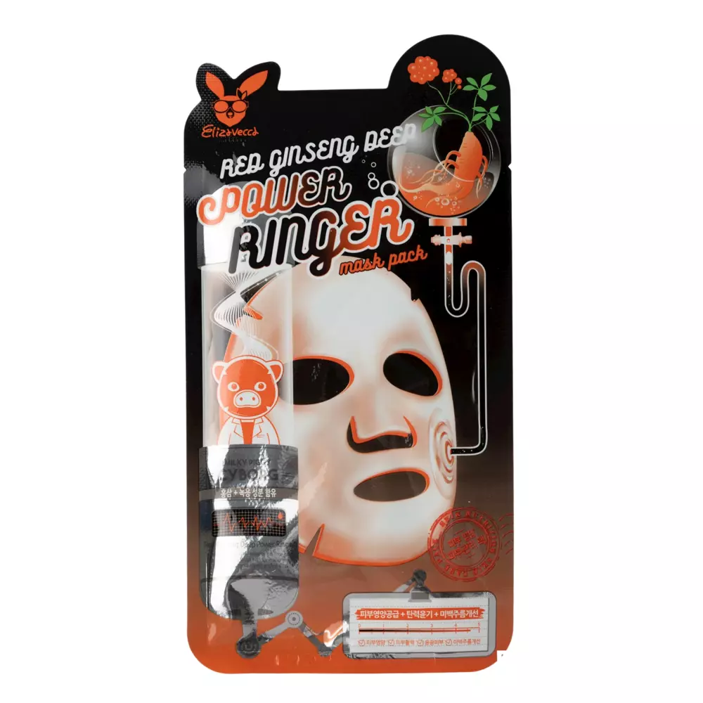 Elizavecca - Rote Ginseng Deep Power Ringer Mask Pack - Ginseng Tuchmaske - 23ml