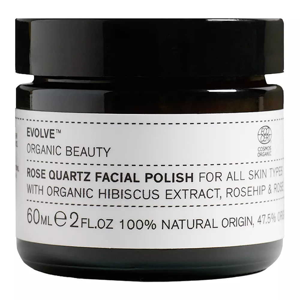 Evolve Organic Beauty - Rosenquarz-Gesichtspolitur - Peeling mit Bio-Hagebuttenöl und Rosenquarz-Kristallpartikeln - 60ml