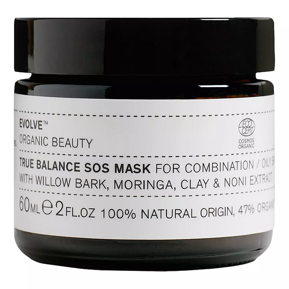 Evolve Organic Beauty - True Balance SOS Mask - Tonerdemaske zur Verringerung der Sichtbarkeit von Komparsen - 60ml