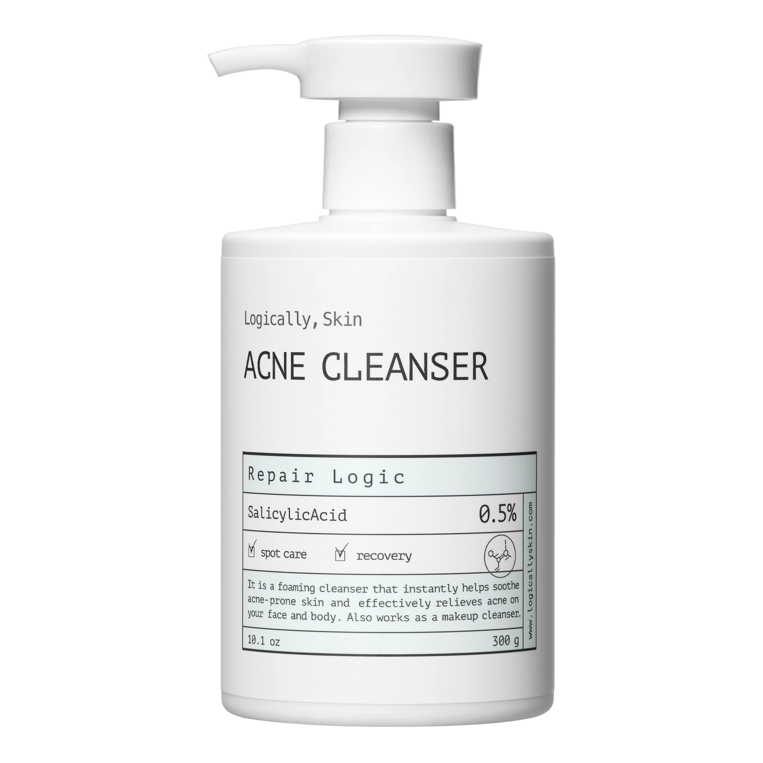 Logically, Skin - Acne Cleanser - Reinigungsgel für Gesicht und Körper mit Salicylsäure - 300ml