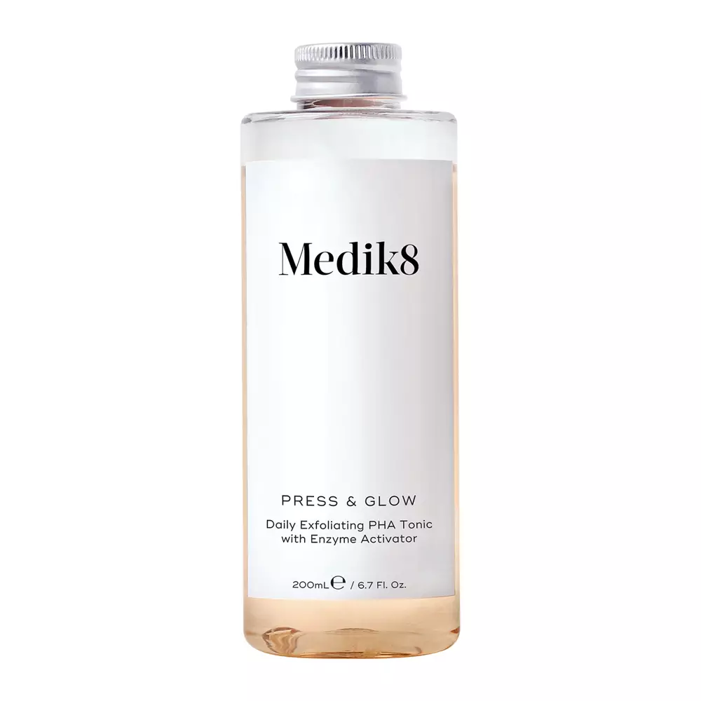 Medik8 - Press&Glow Refill - Gesichtswasser mit PHA-Säure und Exfoliating Enzyme Activator - Press&Glow Nachfüllflasche ohne Pumpe - 200ml