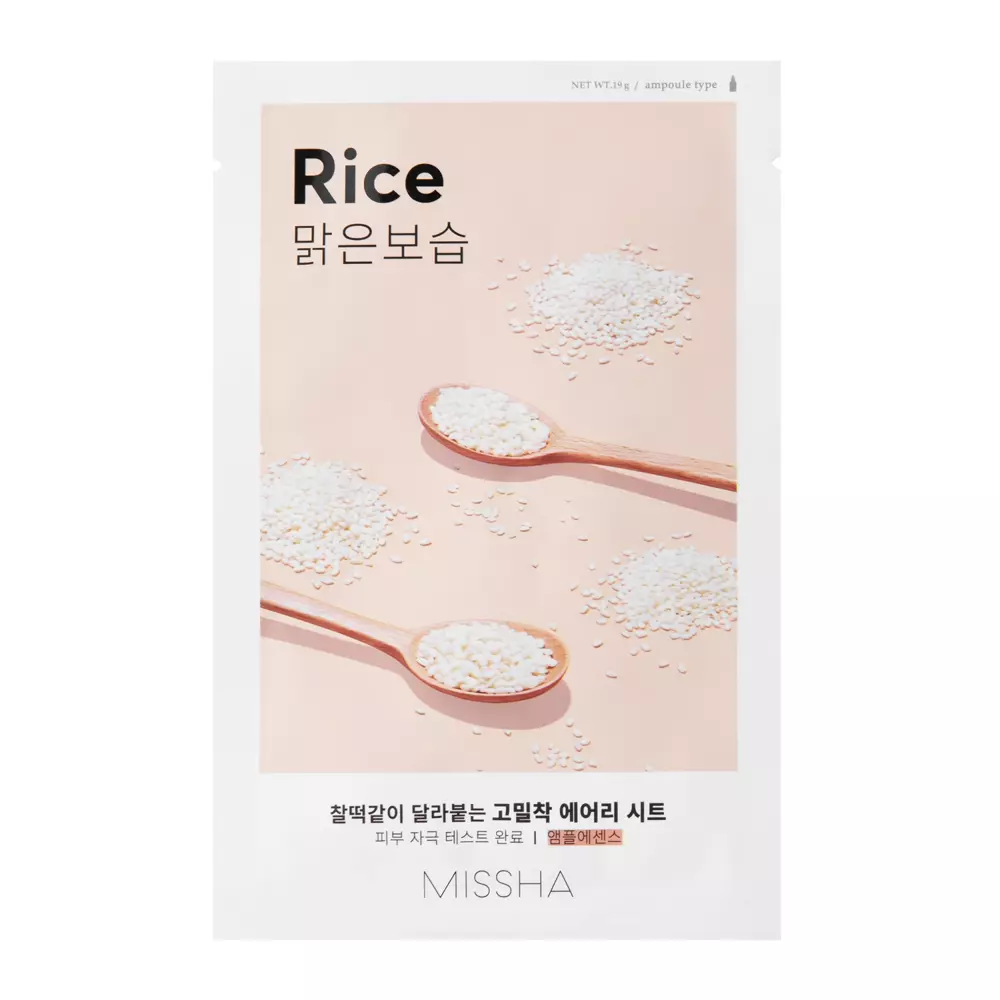 Missha - Airy Fit Sheet Mask - Rice - Aufhellende und glättende Tuchmaske - 19g