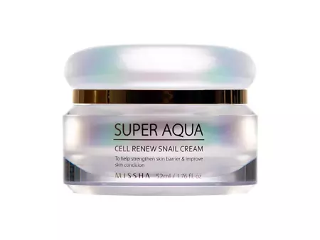 Missha Super Aqua Cell Renew Snail Cream - Regenerierende Gesichtscreme mit Schneckenschleim - 52ml