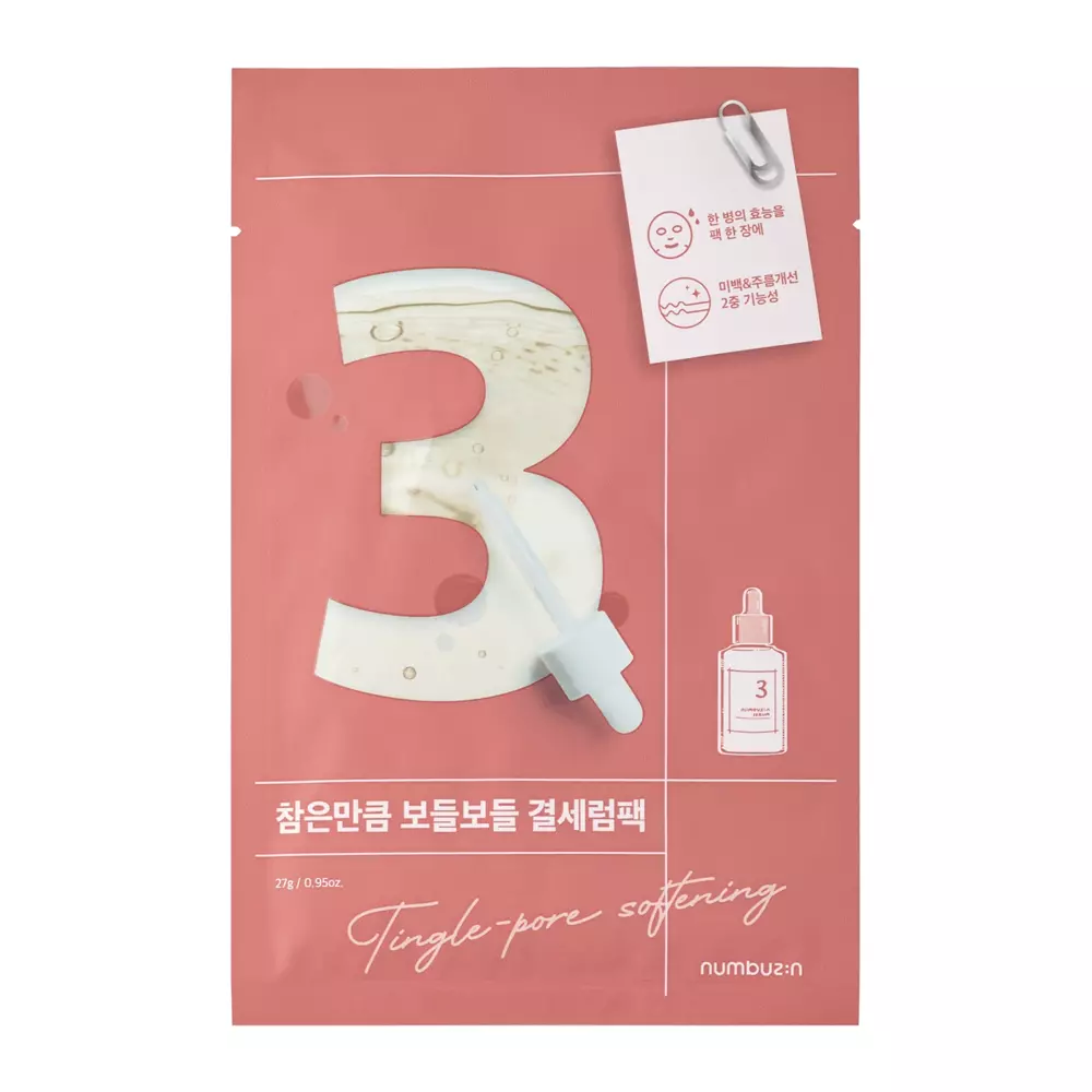 Numbuzin - No.3 - Tingle-Pore Softening Sheet Mask - porenverkleinernde Tuchmaske - 27 g