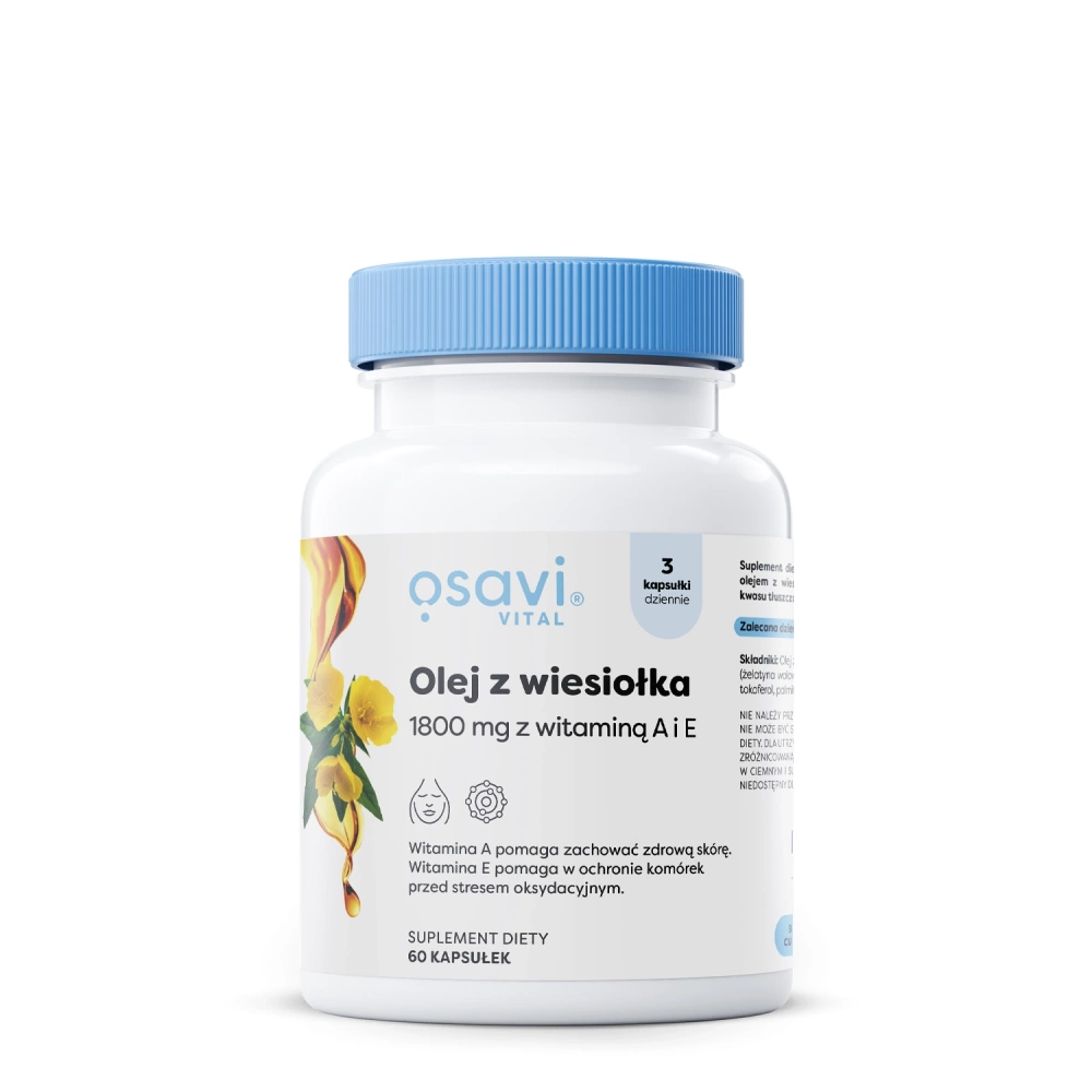 Osavi - Nachtkerzenöl mit Vitaminen A und E 1800mg - 60 Weichkapseln 