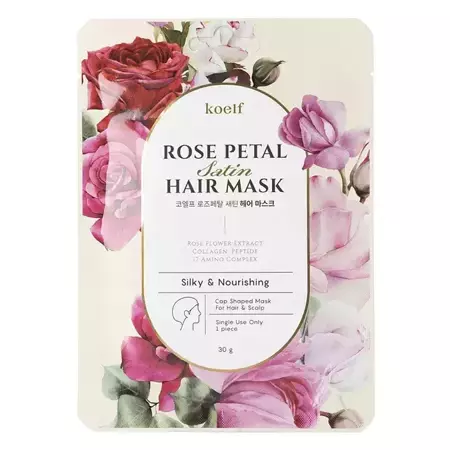 Petitfee - Koelf Rose Petal Satin Hair Mask - Haarmaske in einer Kappe -1 Stk