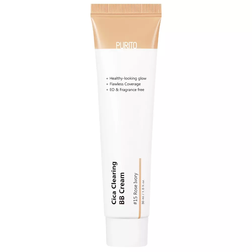 Purito - Cica Clearing BB Cream - BB-Creme mit Extrakt aus Indischem Wassernabel - #15 Rose Ivory - 30ml