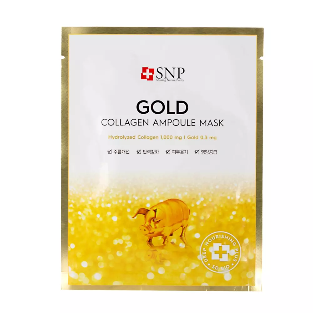 SNP - Gold Collagen Ampoule Mask - Tuchmaske mit Kollagen und Gold - 25ml