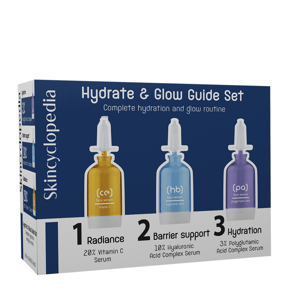 Skincyclopedia - Hydrate Guide Set - Feuchtigkeitsspendende Gesichtsbehandlung - 3x15ml