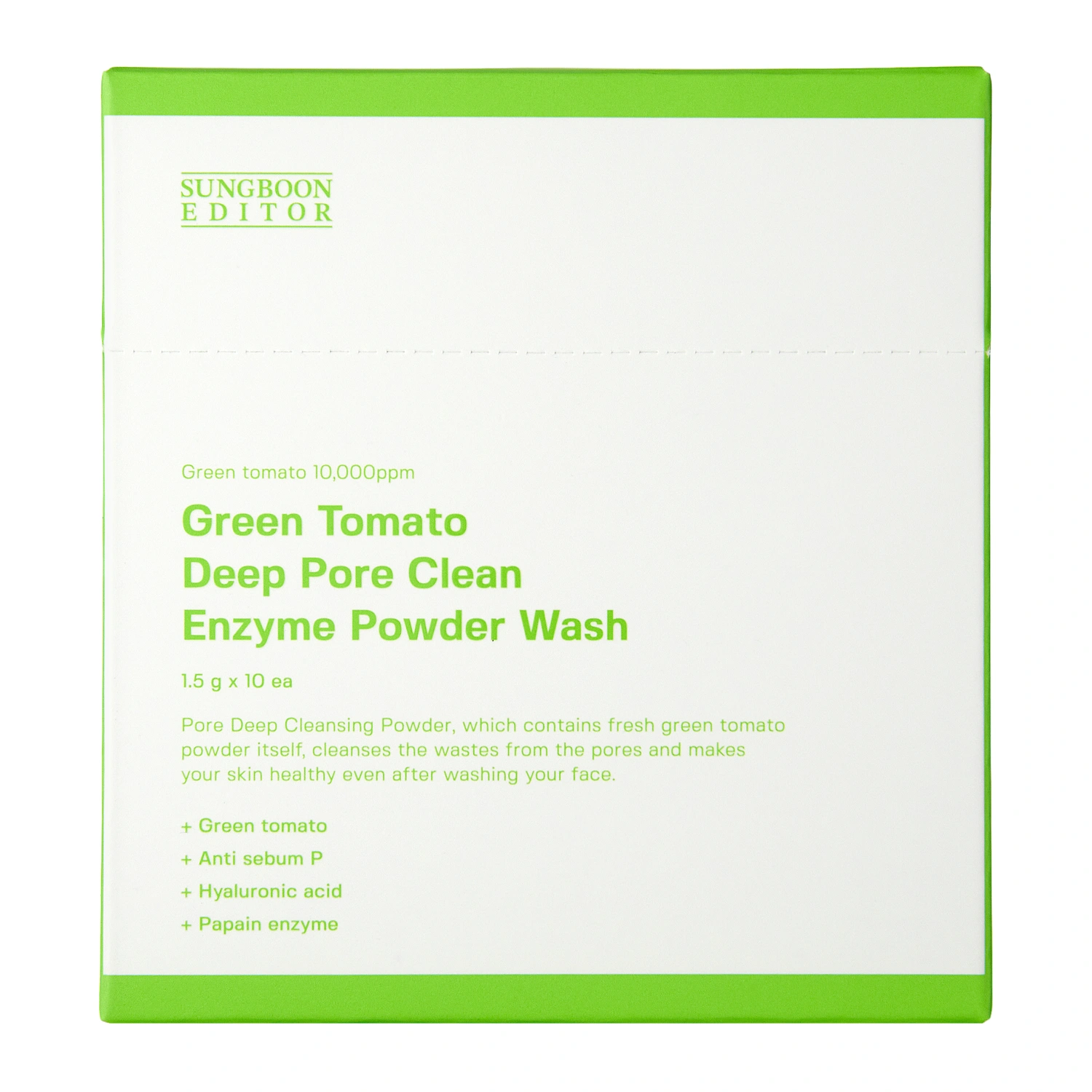 Sungboon Editor - Green Tomato Deep Pore Clean Enzyme Powder Wash - Tiefenreinigender Puder mit Enzymen - 10x1.5g