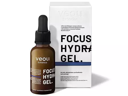 Veoli Botanica - Focus Hydration Gel - Ultra-Feuchtigkeitsspendendes Gel-Serum mit dreifacher Hyaluronsäure und Schwarztee-Ferment Kombuchka - 30ml