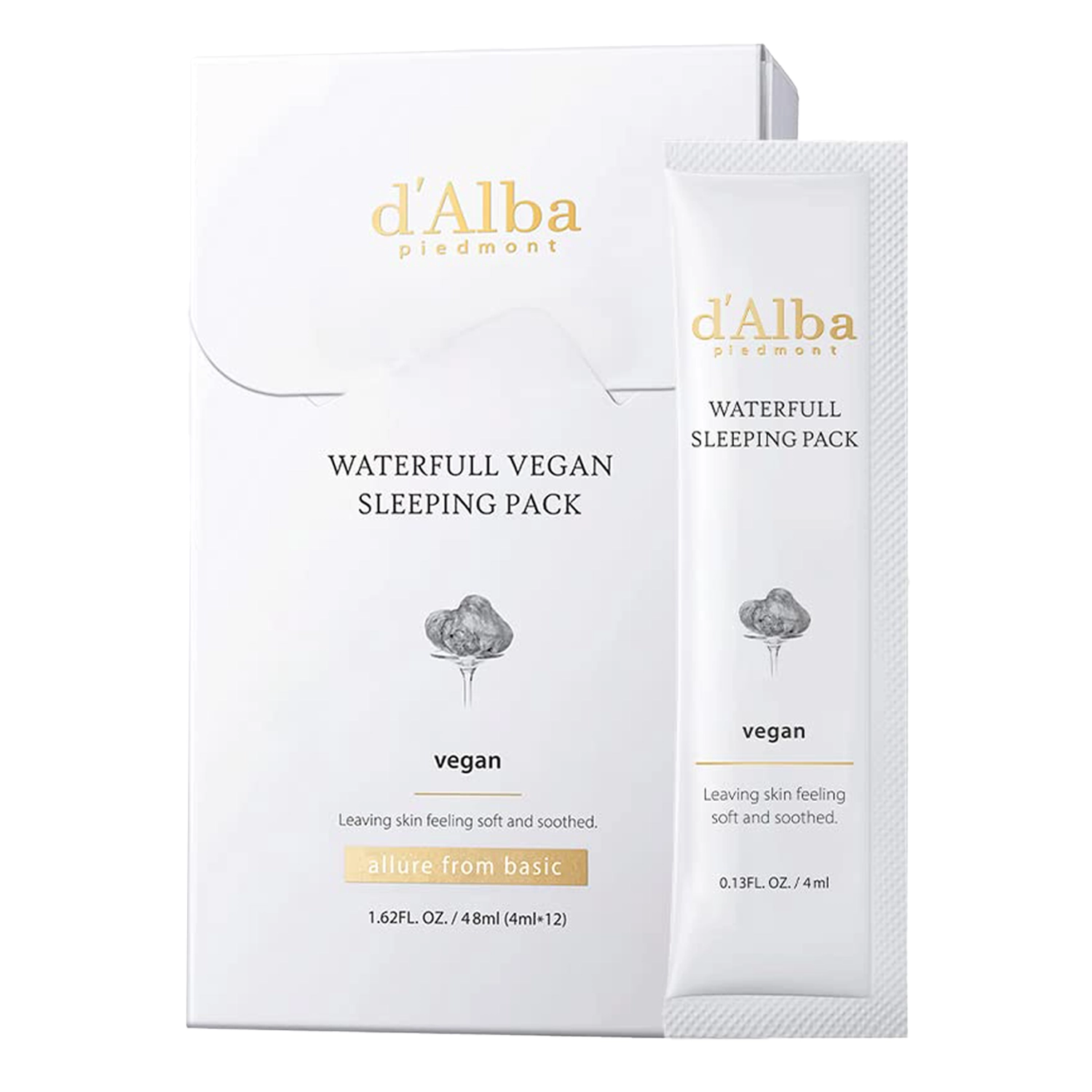 d'Alba - Waterfull Vegan Sleeping Pack - Feuchtigkeitsspendende Nacht-Gesichtsmaske - 12x4ml