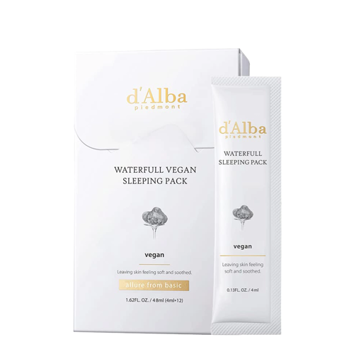 d'Alba - Waterfull Vegan Sleeping Pack - Feuchtigkeitsspendende Nacht-Gesichtsmaske - 12x4ml