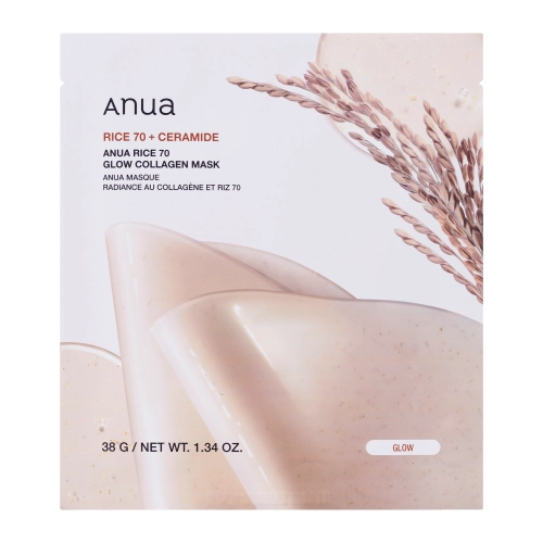 Anua - Rice 70 Glow Collagen Mask - Aufhellende Tuchmaske mit Kollagen - 38g