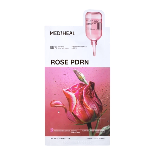Mediheal - Rose PDRN Essential Mask Healthy Glow - Poren verkleinernde Tuchmaske - 1 Stk./24ml