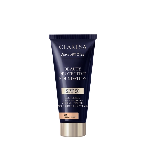 Claresa - Beauty Protective Foundation SPF 50 - Feuchtigkeitsspendende Foundation mit LSF 50 - 2W Medium Warm - 30ml