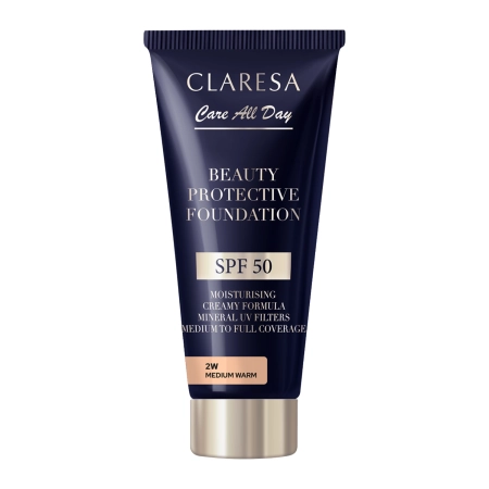 Claresa - Beauty Protective Foundation SPF 50 - Feuchtigkeitsspendende Foundation mit LSF 50 - 2W Medium Warm - 30ml