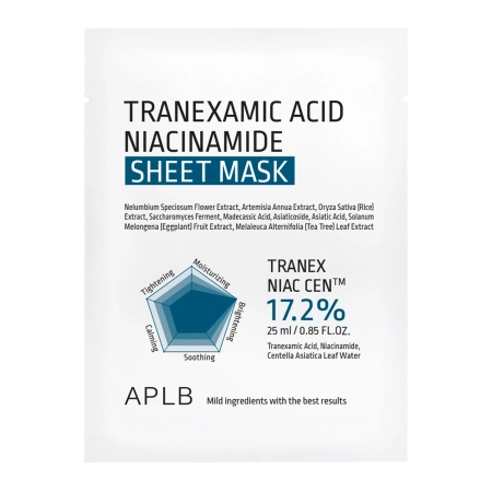 APLB - Tranexamic Acid Niacinamide Sheet Mask - Aufhellende und feuchtigkeitsspendende Tuchmaske für das Gesicht - 1Stk/25ml