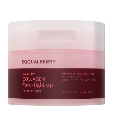 EQQUALBERRY - Collagen Pore Tight Up Gel Toner Pad - Poren verkleinernde Gesichtspads - 60 Stk./140ml