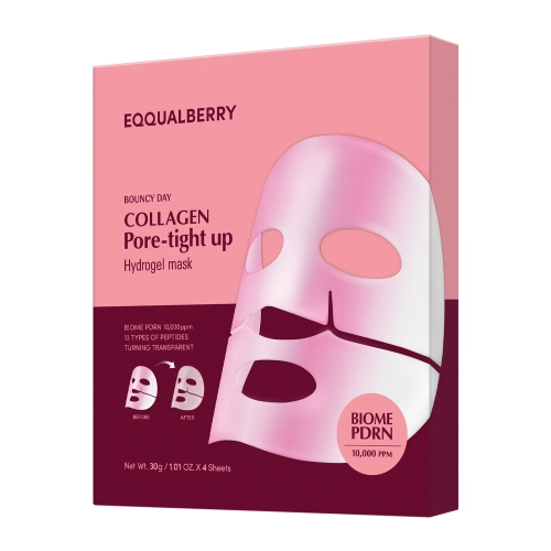 EQQUALBERRY - Collagen Pore Tight Up Hydrogel Mask - Set von Kollagen-Gesichtsmasken für verengte Poren - 4x30g
