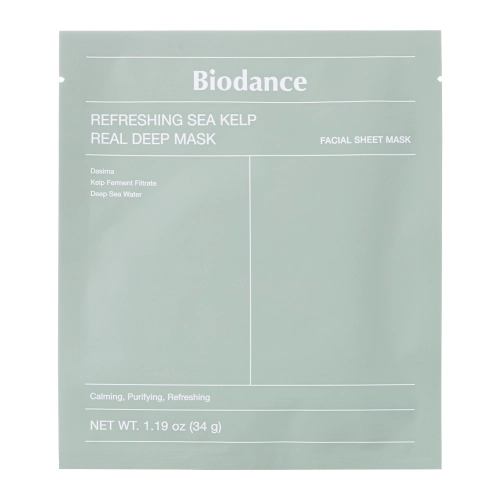 Biodance - Refreshing Sea Kelp Real Deep Mask - Lindernde und feuchtigkeitsspendende Gesichtsmaske - 1 Stück/34g