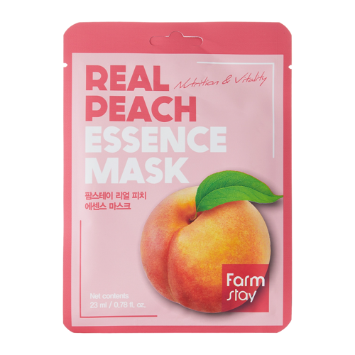 Farmstay - Real Peach Essence Mask - Erfrischende Tuchmaske mit Pfirsich-Extrakt - 23ml/1pcs
